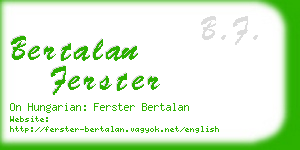 bertalan ferster business card